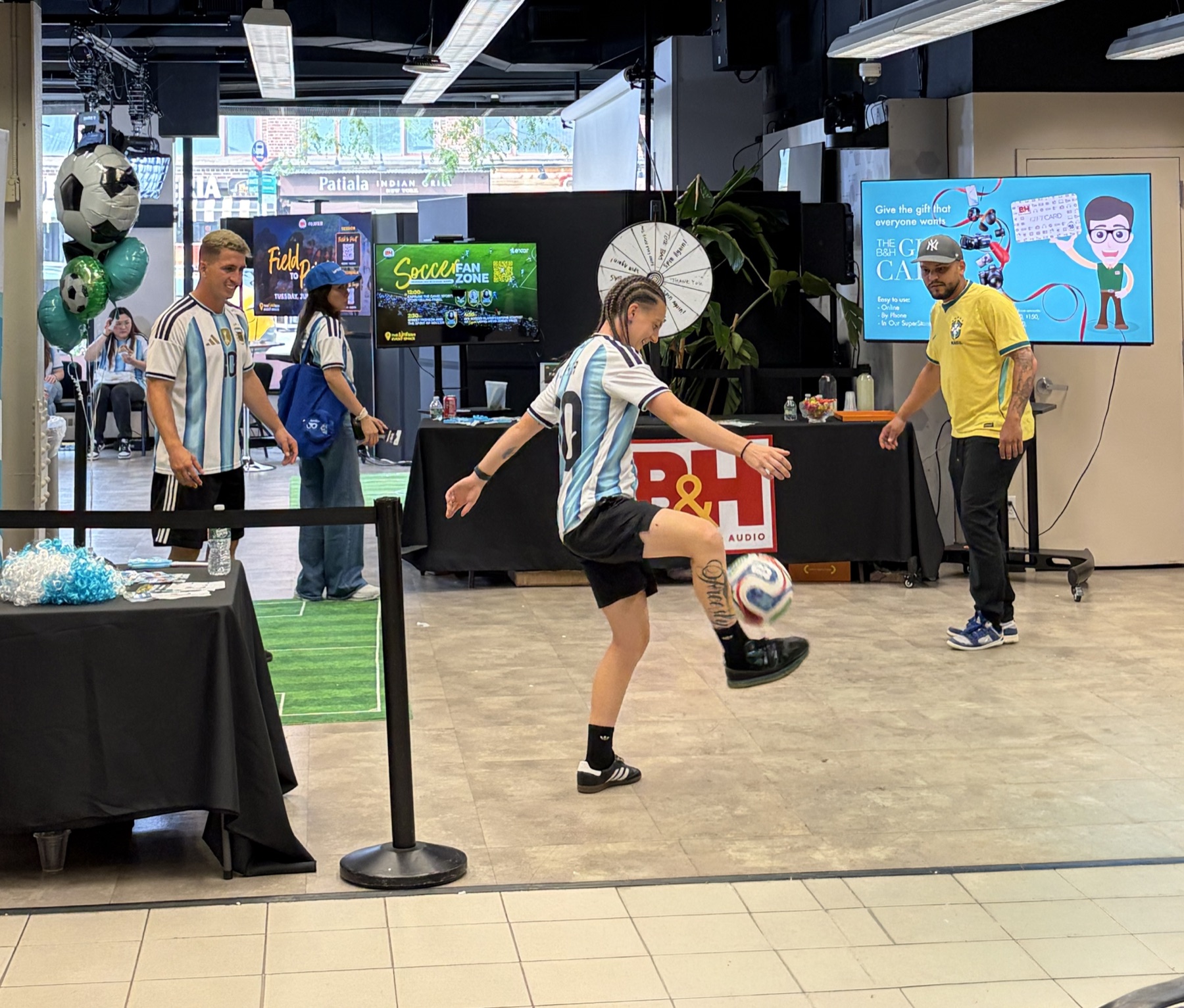 Football freestyle activation inside the store