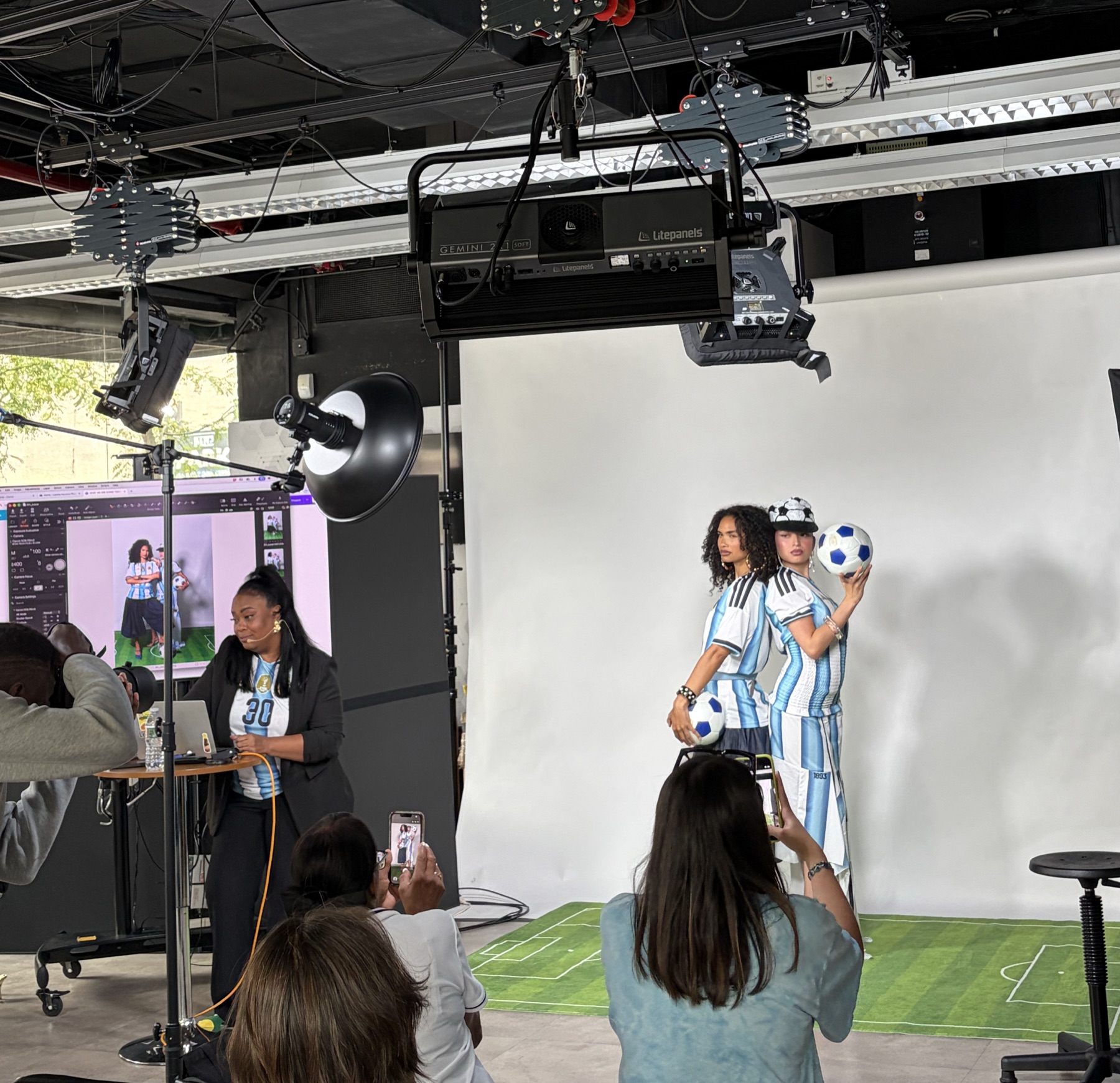 Live educational soccer-themed photo shoot